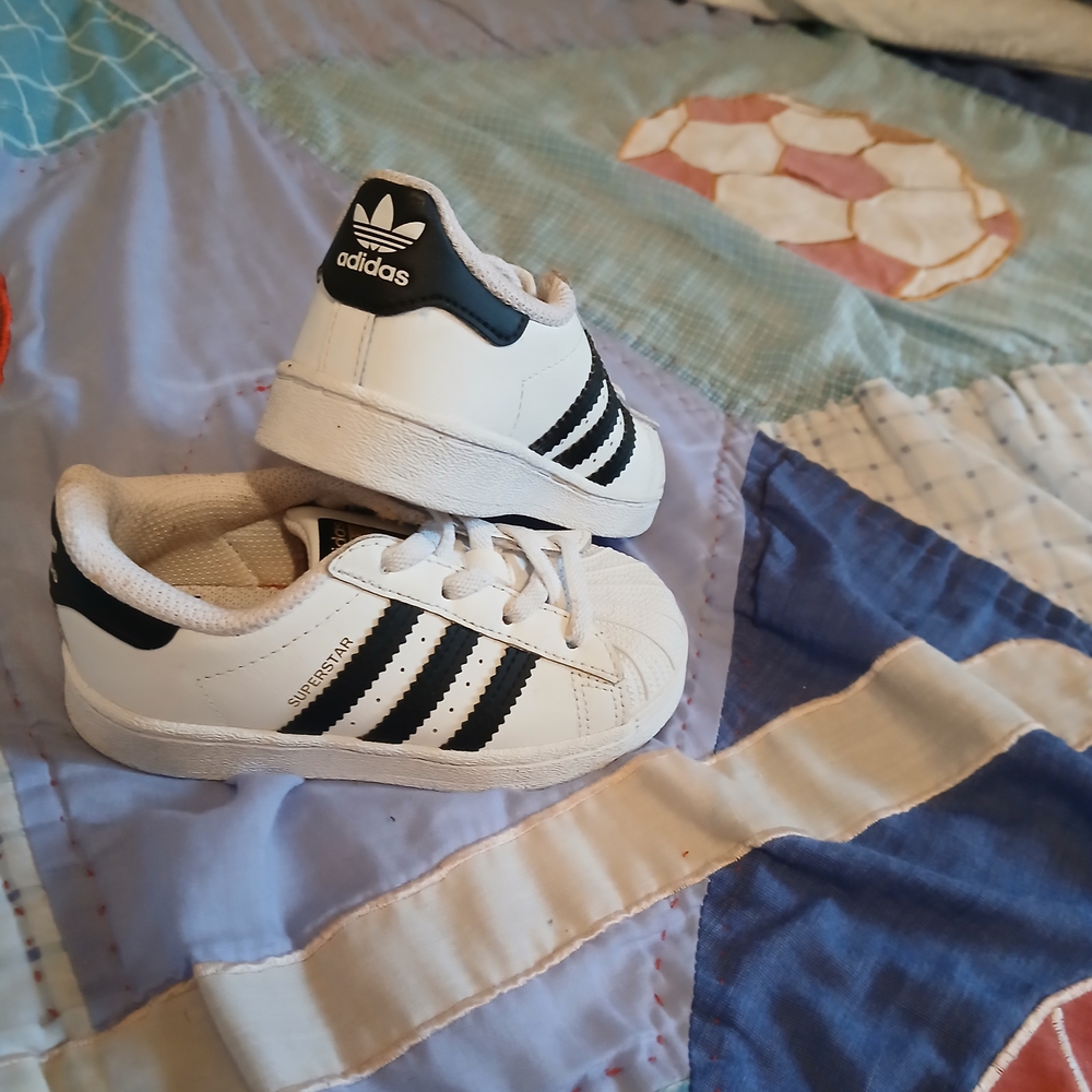 Adidas Kids Superstar White and Black Shoes